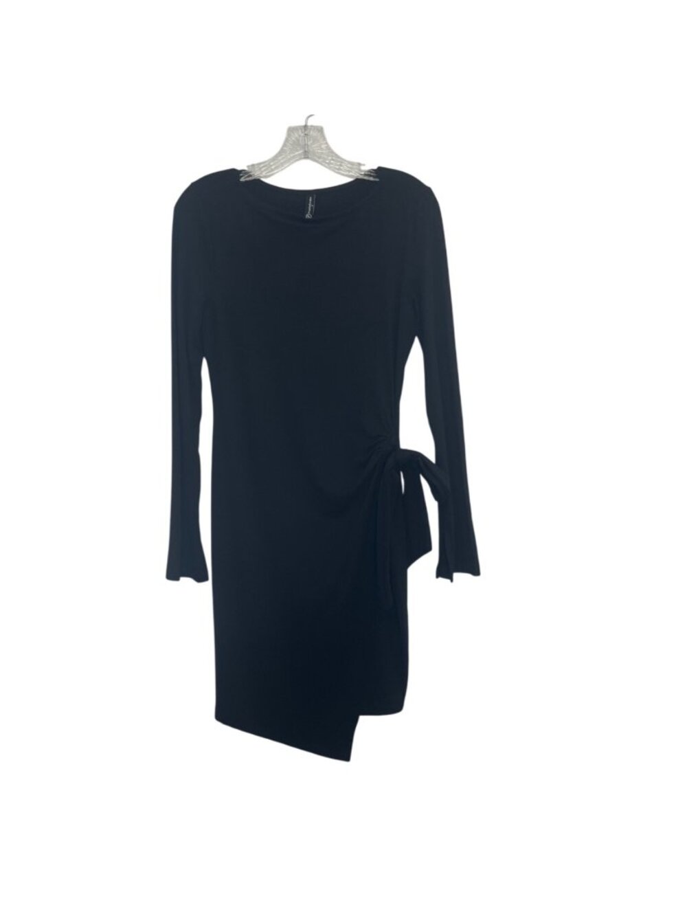 PrettyGarden Long Sleeve Asymmetric Hem Dress Side Tie Small Black New